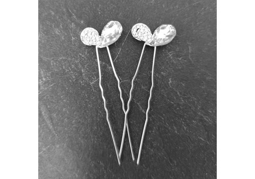 Zilverkleurige Hairpins - Hart met Fonkelende Diamant - 5 stuks 