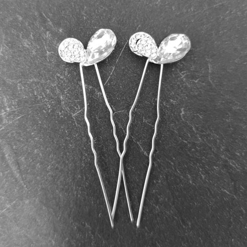 Zilverkleurige Hairpins - Hart met Fonkelende Diamant - 5 stuks 