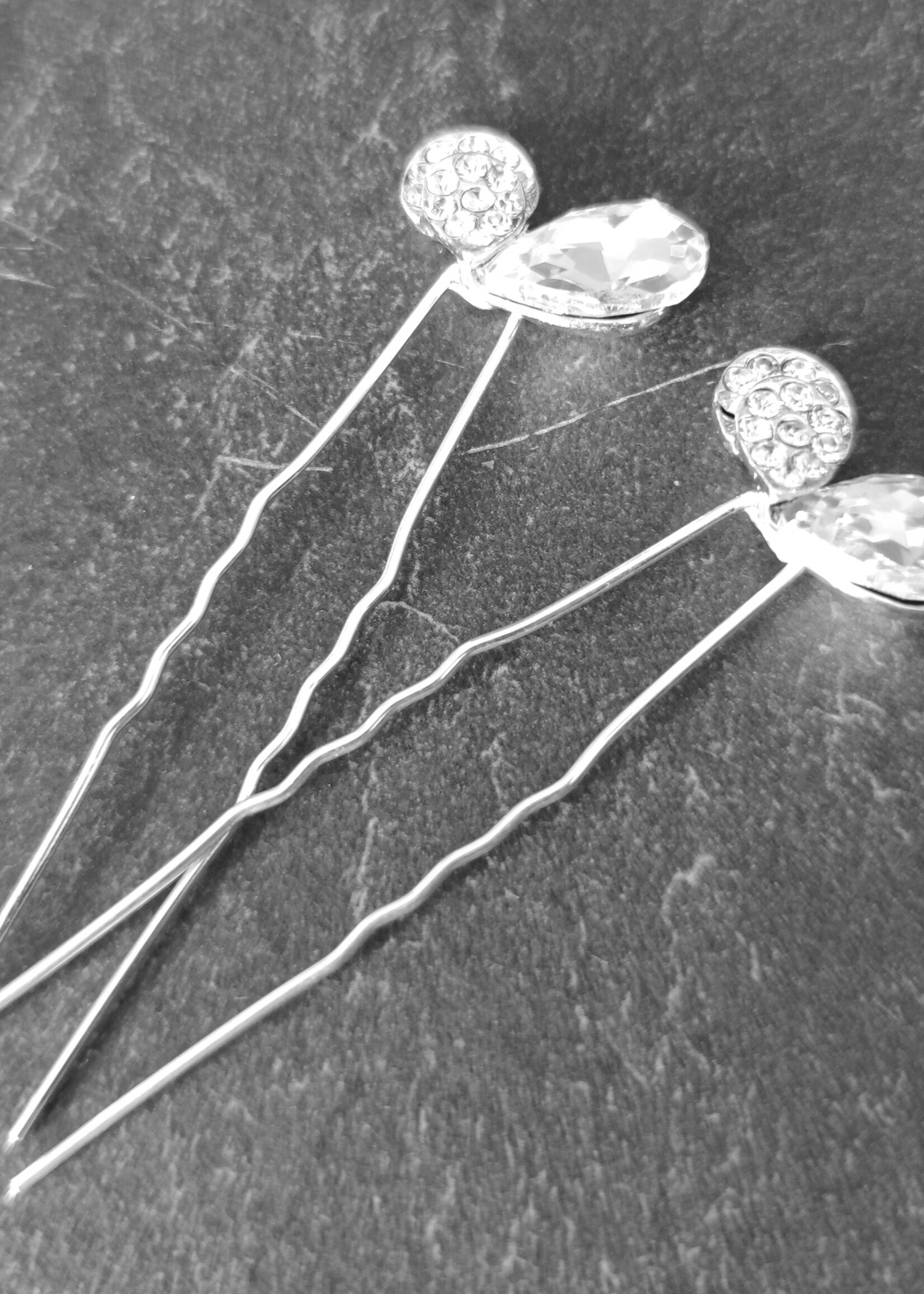 PaCaZa PaCaZa Elegant Hairpins - Bruid - Zilverkleurig met Hart en Diamant - 5 stuks