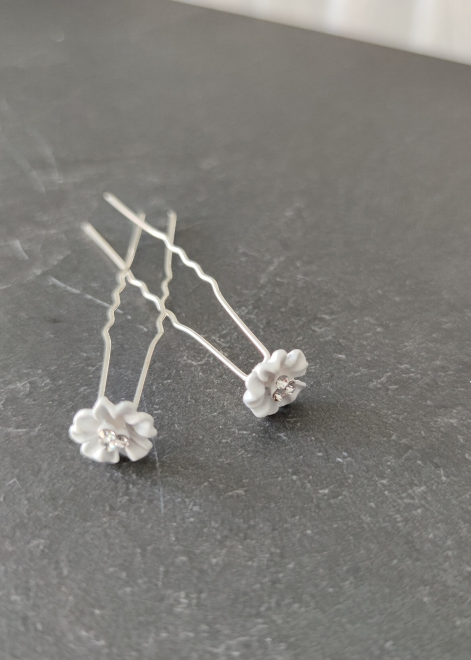 PaCaZa PaCaZa Hairpins - Zilverkleurig - Flower met Diamantjes - Set van 5