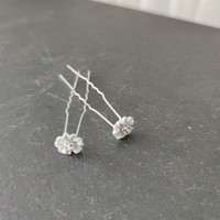 thumb-PaCaZa Hairpins - Zilverkleurig - Flower met Diamantjes - Set van 5-6