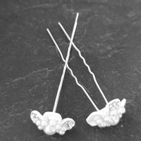 thumb-PaCaZa - Zilverkleurige Hairpins - Witte Bloem met Diamantjes en Pareltjes - 2 stuks-4