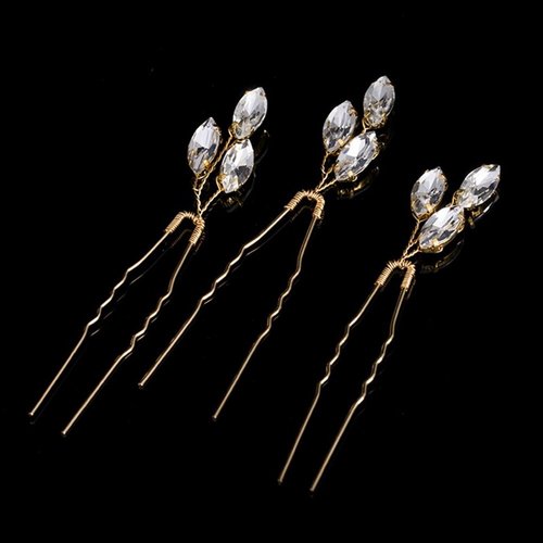 Goudkleurige Hairpins met Glimmende Diamanten - 2 Stuks 