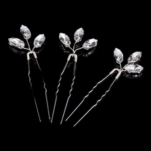 Zilverkleurige Hairpins met Glimmende Diamanten - 2 Stuks 