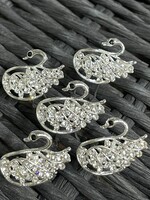 PaCaZa Zilverkleurige Hairpins - Zwaan - Diamantjes - 5 stuks