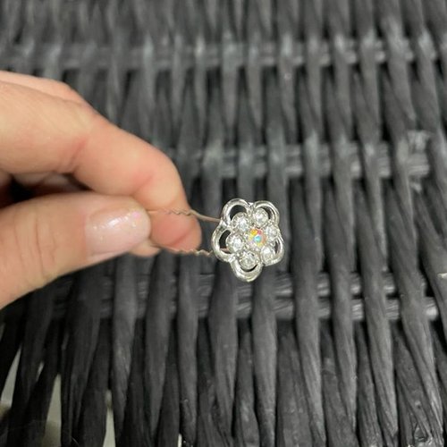 Zilverkleurige Hairpins - Fonkelende Bloem met Diamantjes - 5 stuks 