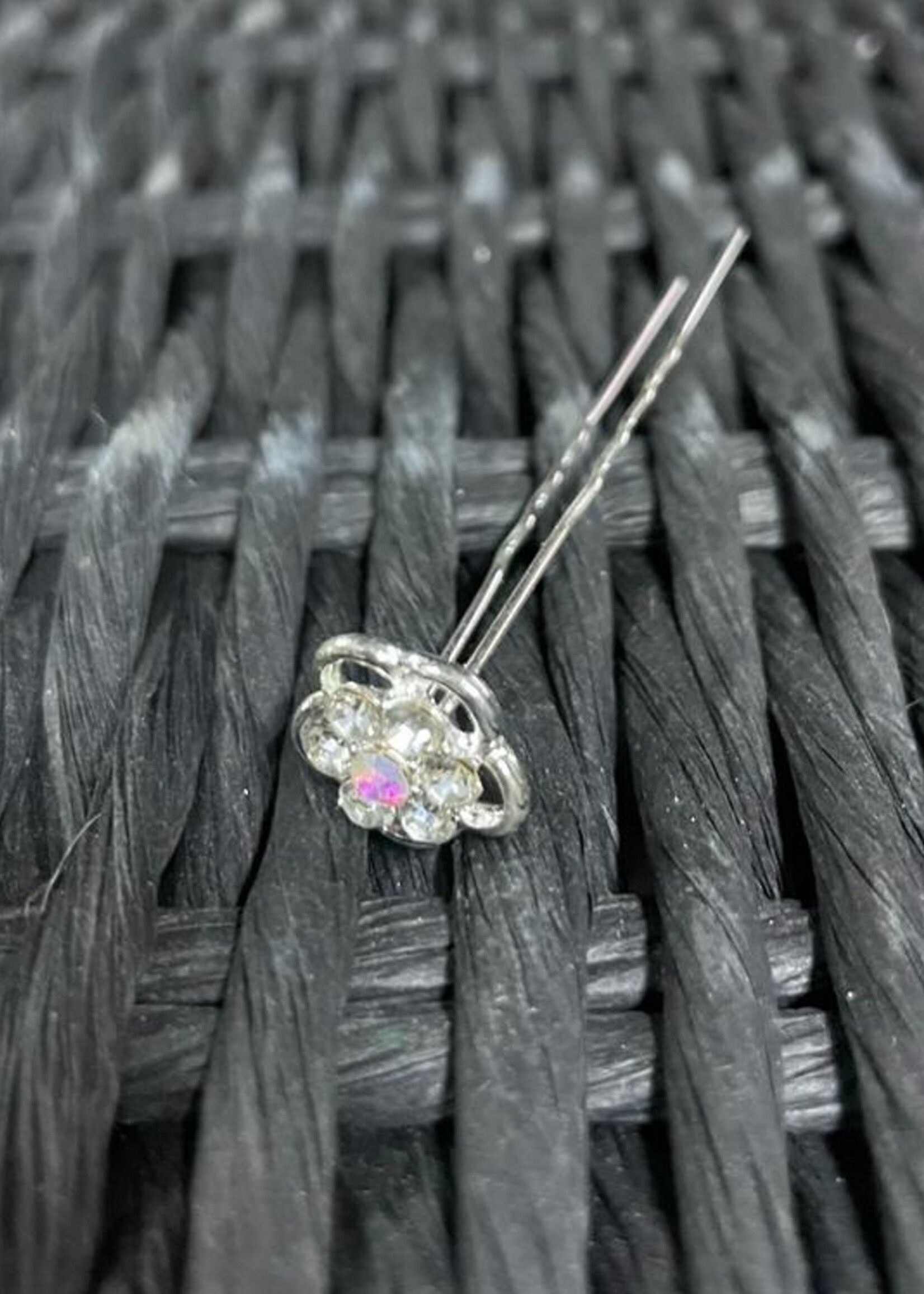 PaCaZa PaCaZa - Zilverkleurige Hairpins - Fonkelende Bloem en Diamantjes - 5 stuks