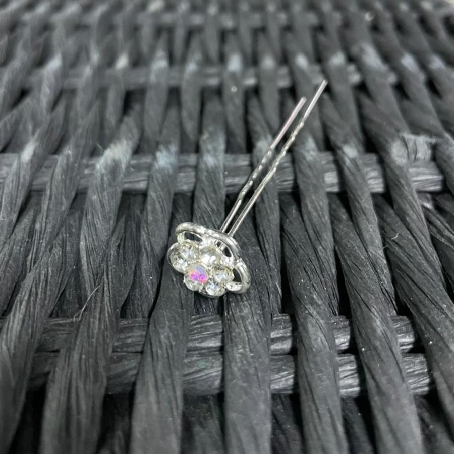 PaCaZa - Zilverkleurige Hairpins - Fonkelende Bloem met Diamantjes - 5 stuks-4