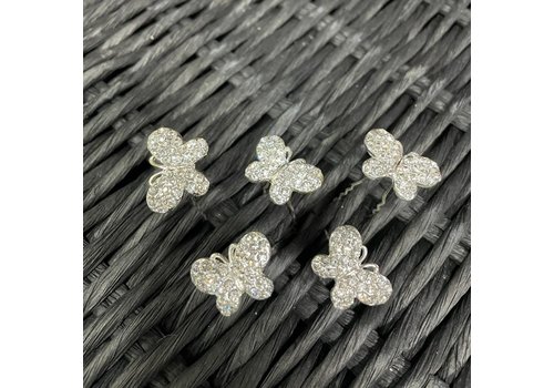 Zilverkleurige Hairpins - Vlinder - Fonkelende Diamantjes - 5 stuks 