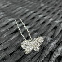 thumb-PaCaZa - Zilverkleurige Hairpins met Vlinder en Diamantjes - Set van 5-4