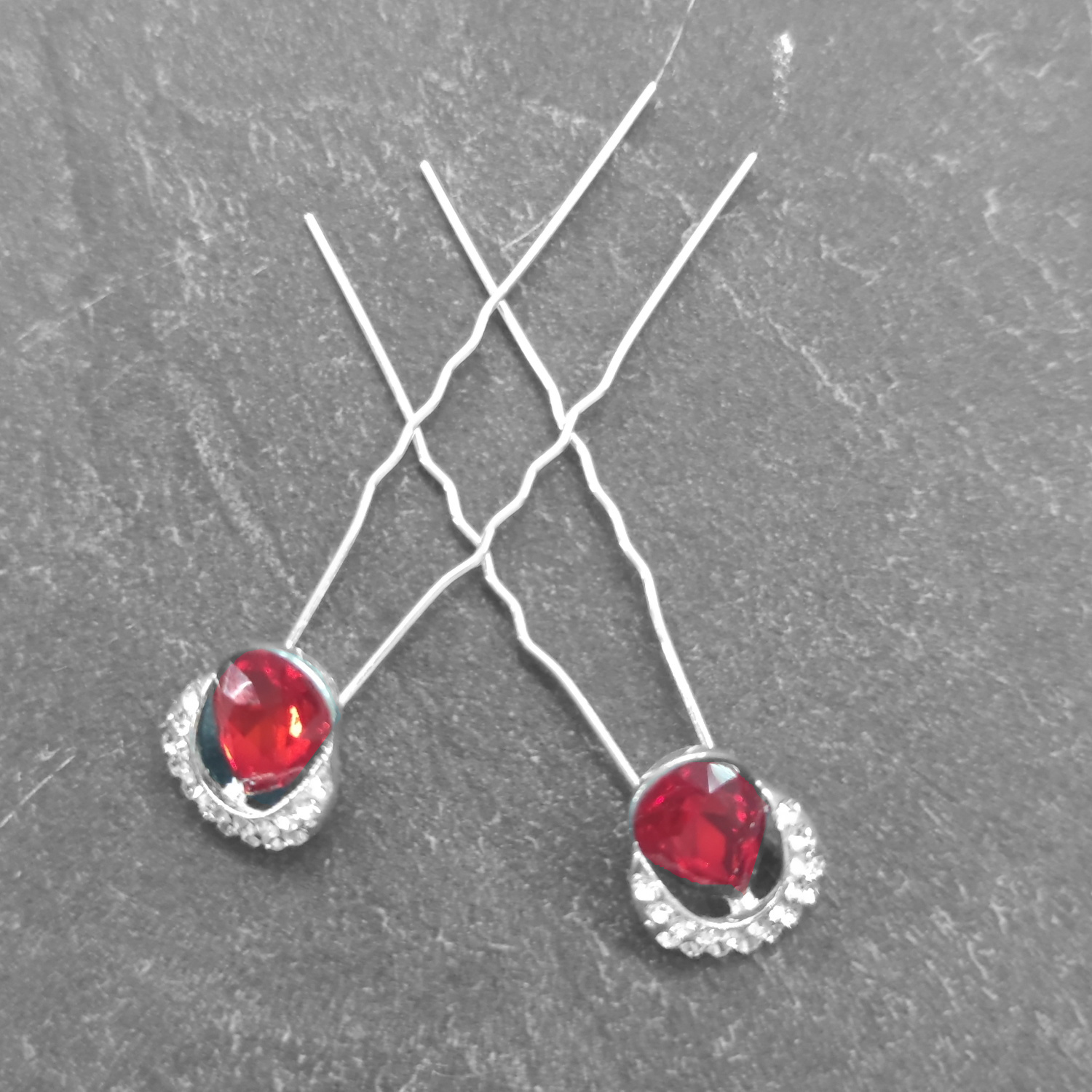 Mam Onhandig vermomming Zilverkleurige Hairpins – Rode Kristal - Diamantjes - 2 stuks - CJchoice.nl