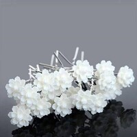 thumb-PaCaZa - Elegante Zilverkleurige Hairpins met Chique Wit Bloemetje - 5 stuks-1