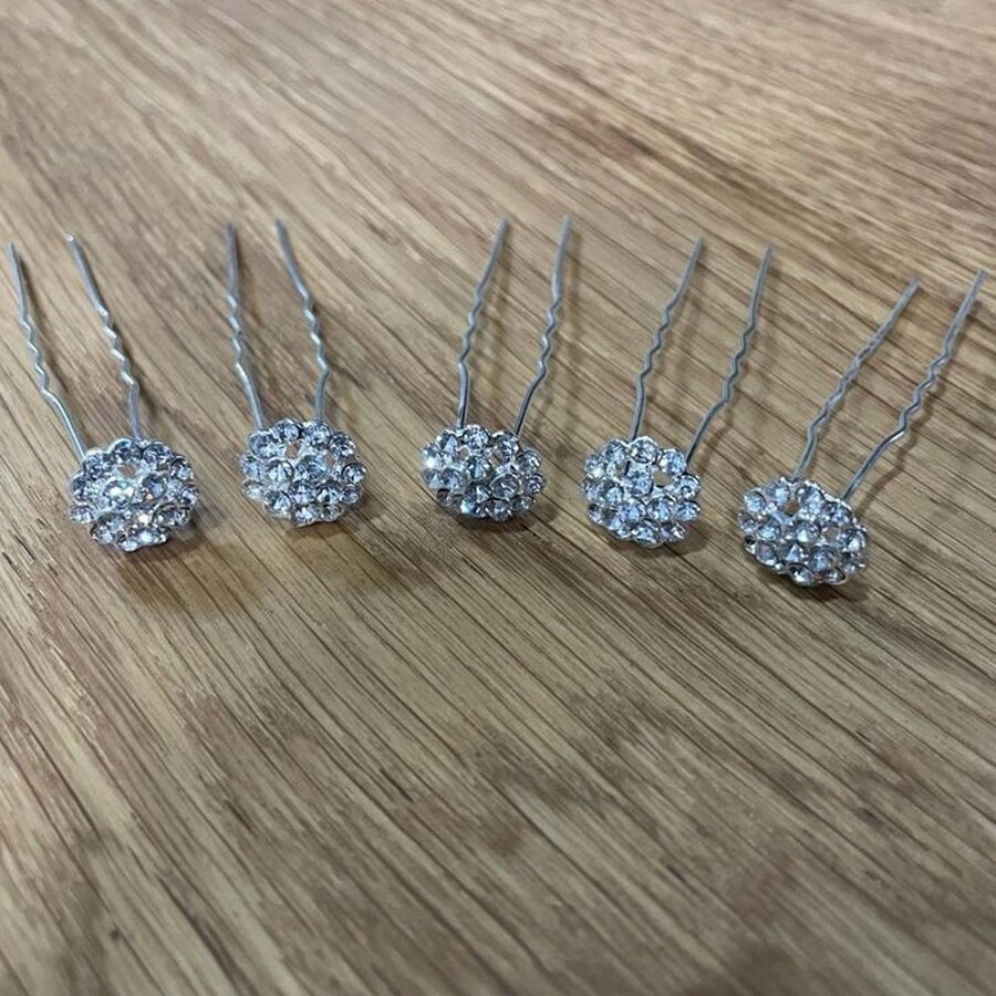 PaCaZa - Hairpins - Fonkelende Kristallen Bloem - 5 stuks - Luxe en Elegante Haaraccessoires-2