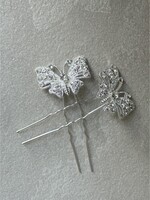 PaCaZa Zilverkleurige Hairpins - Vlinder - Diamantjes - 5 stuks