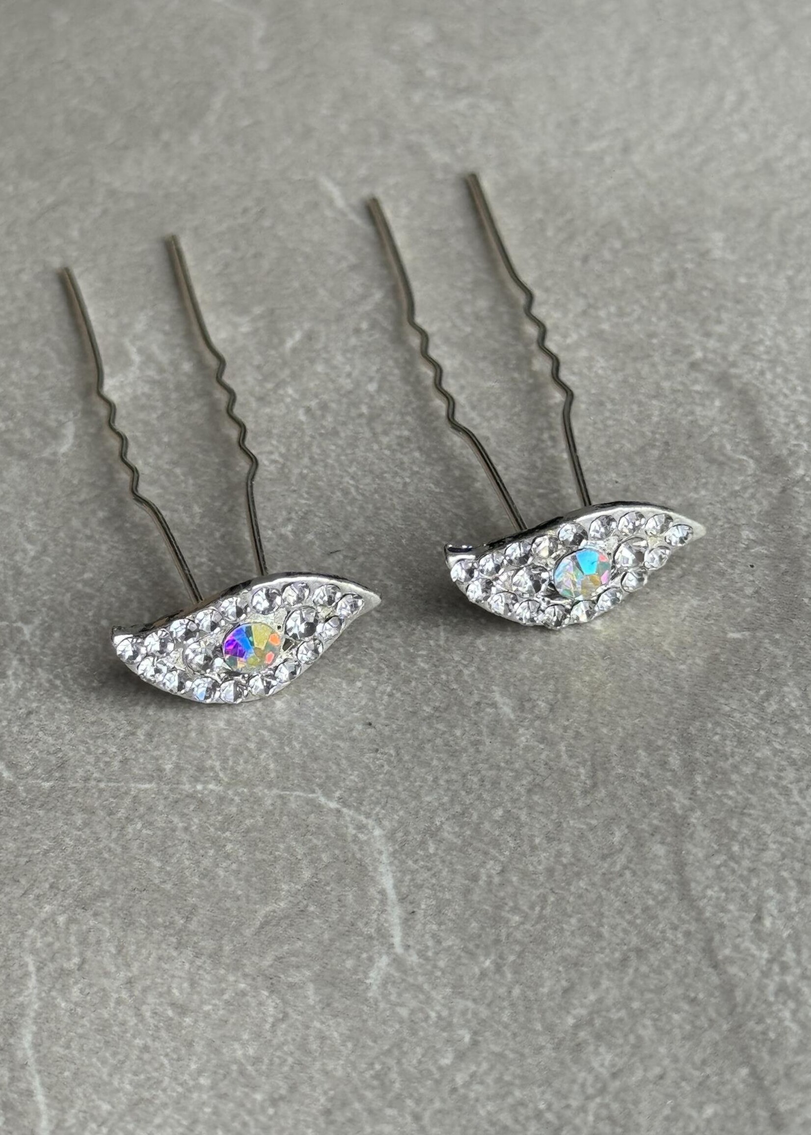 PaCaZa PaCaZa Luxe Haarspelden - Oogdesign met Sprankelende Diamantjes - 5 Stuks