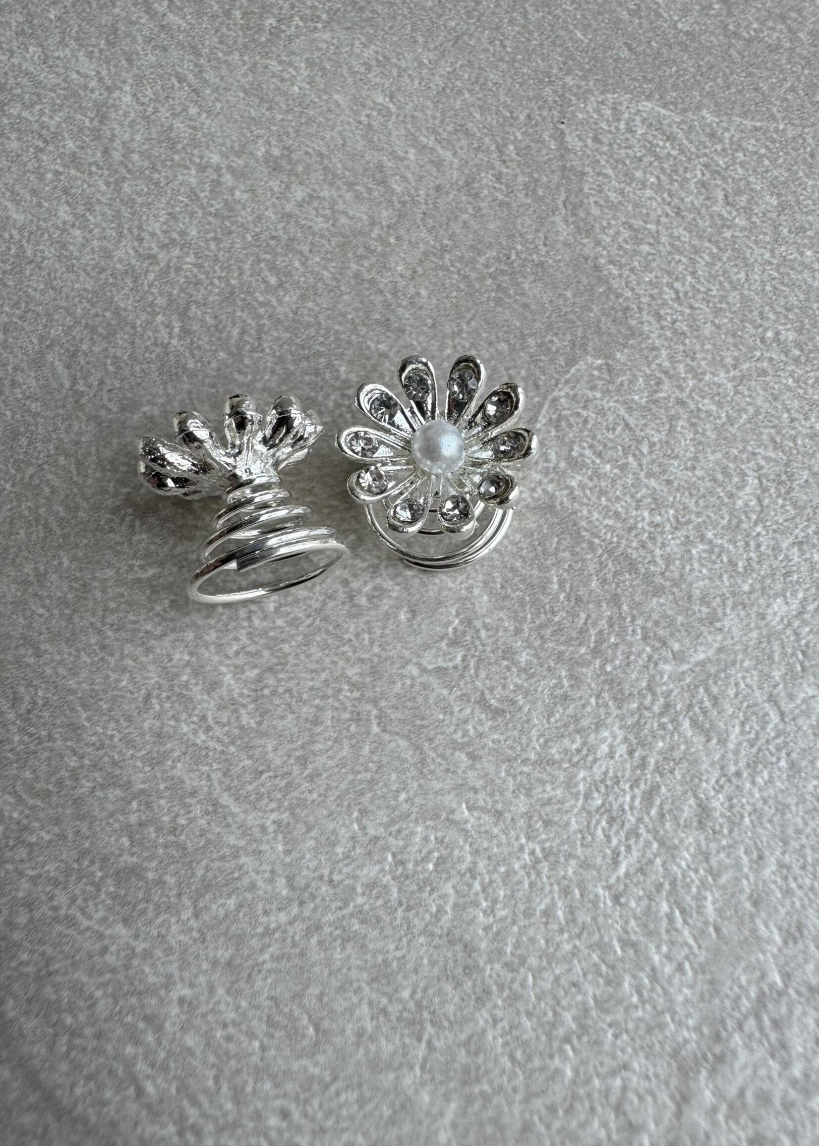 PaCaZa PaCaZa - Fonkelende Curlies met Pareltje - 6 stuks - Elegante Bruidsaccessoire
