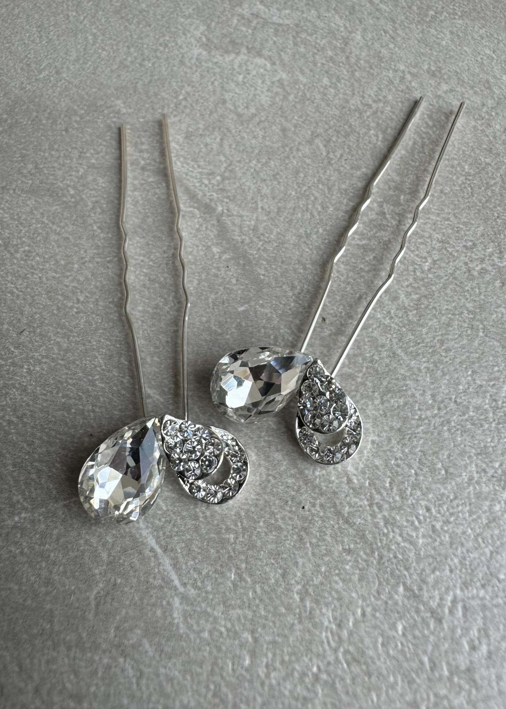 PaCaZa PaCaZa Elegant Hairpins - Bruid - Zilverkleurig met Hart en Diamant - 5 stuks