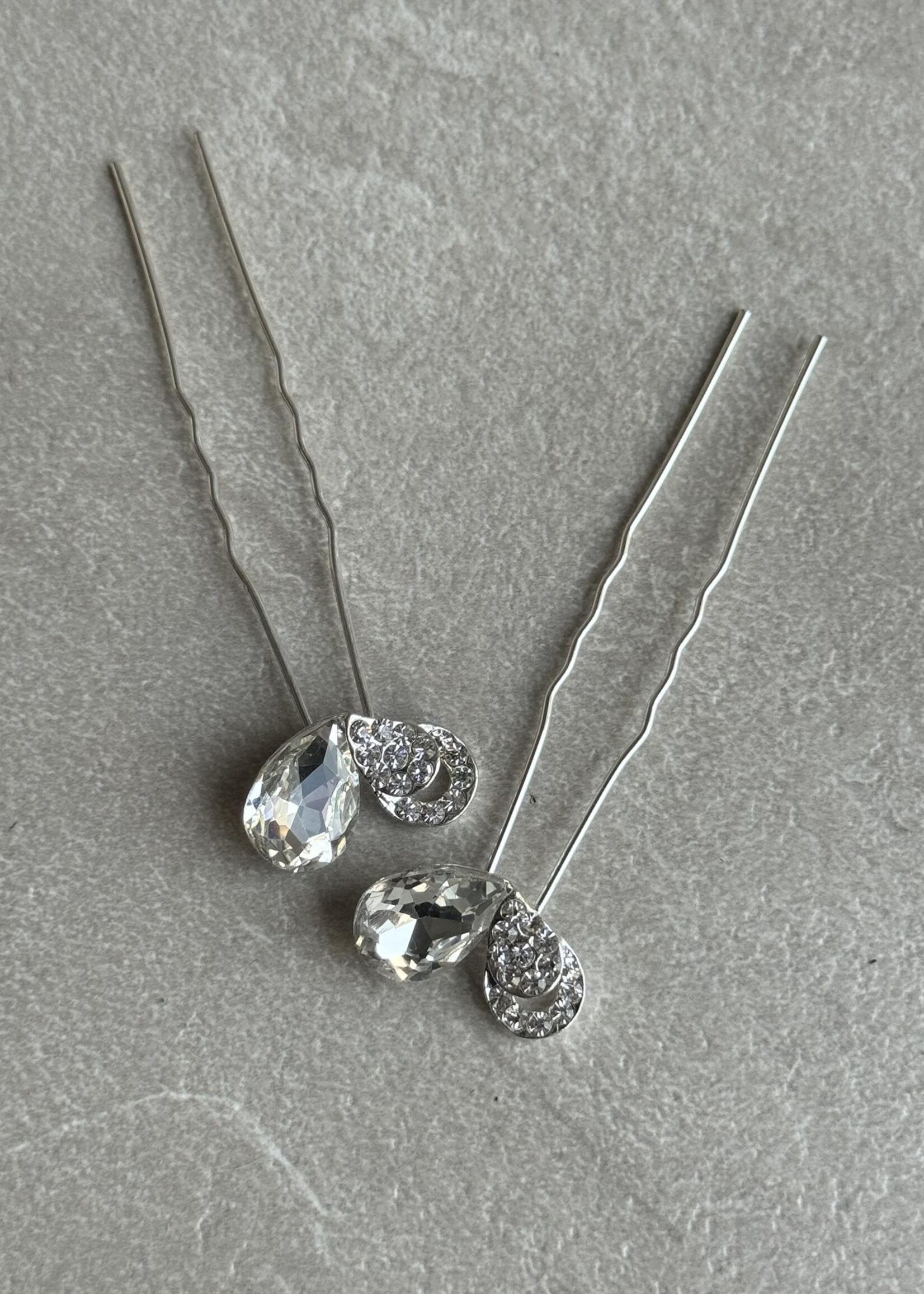 PaCaZa PaCaZa Elegant Hairpins - Bruid - Zilverkleurig met Hart en Diamant - 5 stuks