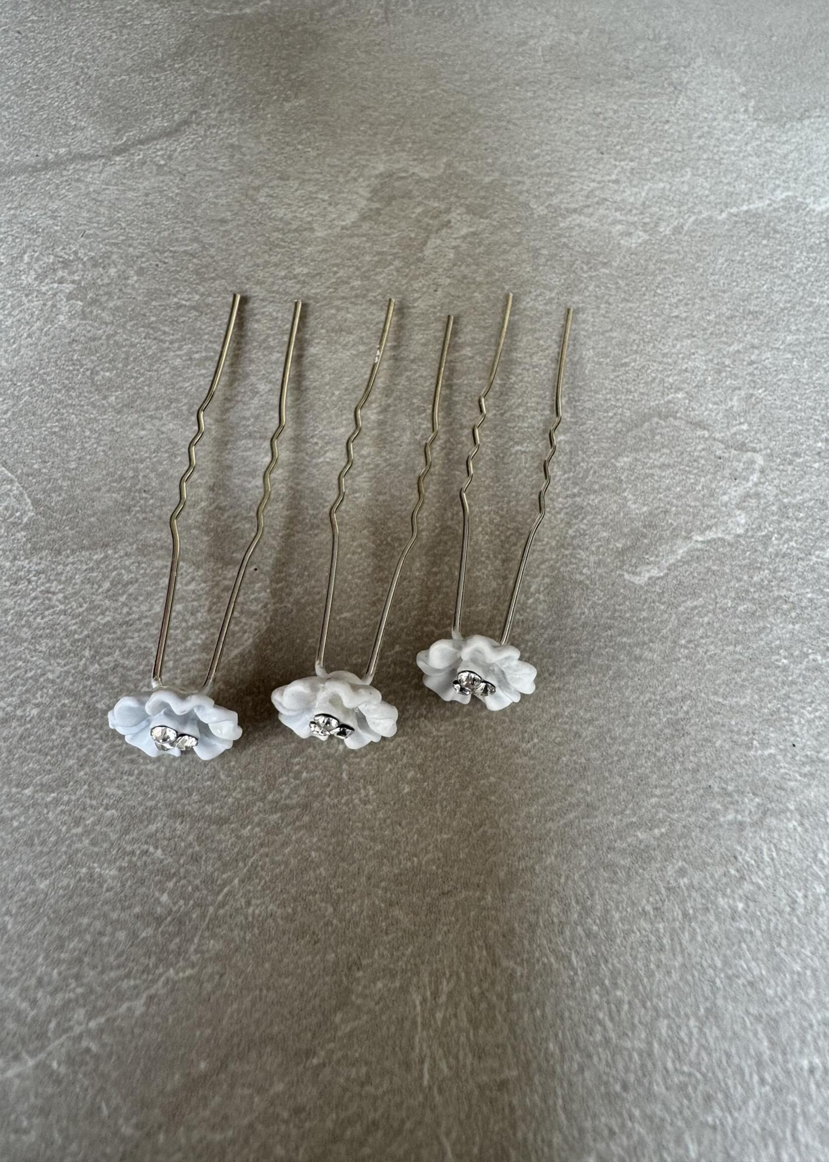 PaCaZa PaCaZa Hairpins - Zilverkleurig - Flower met Diamantjes - Set van 5