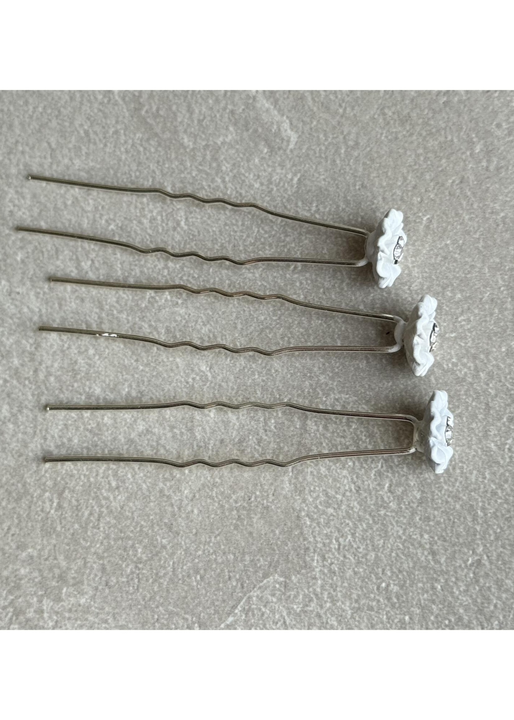 PaCaZa PaCaZa Hairpins - Zilverkleurig - Flower met Diamantjes - Set van 5