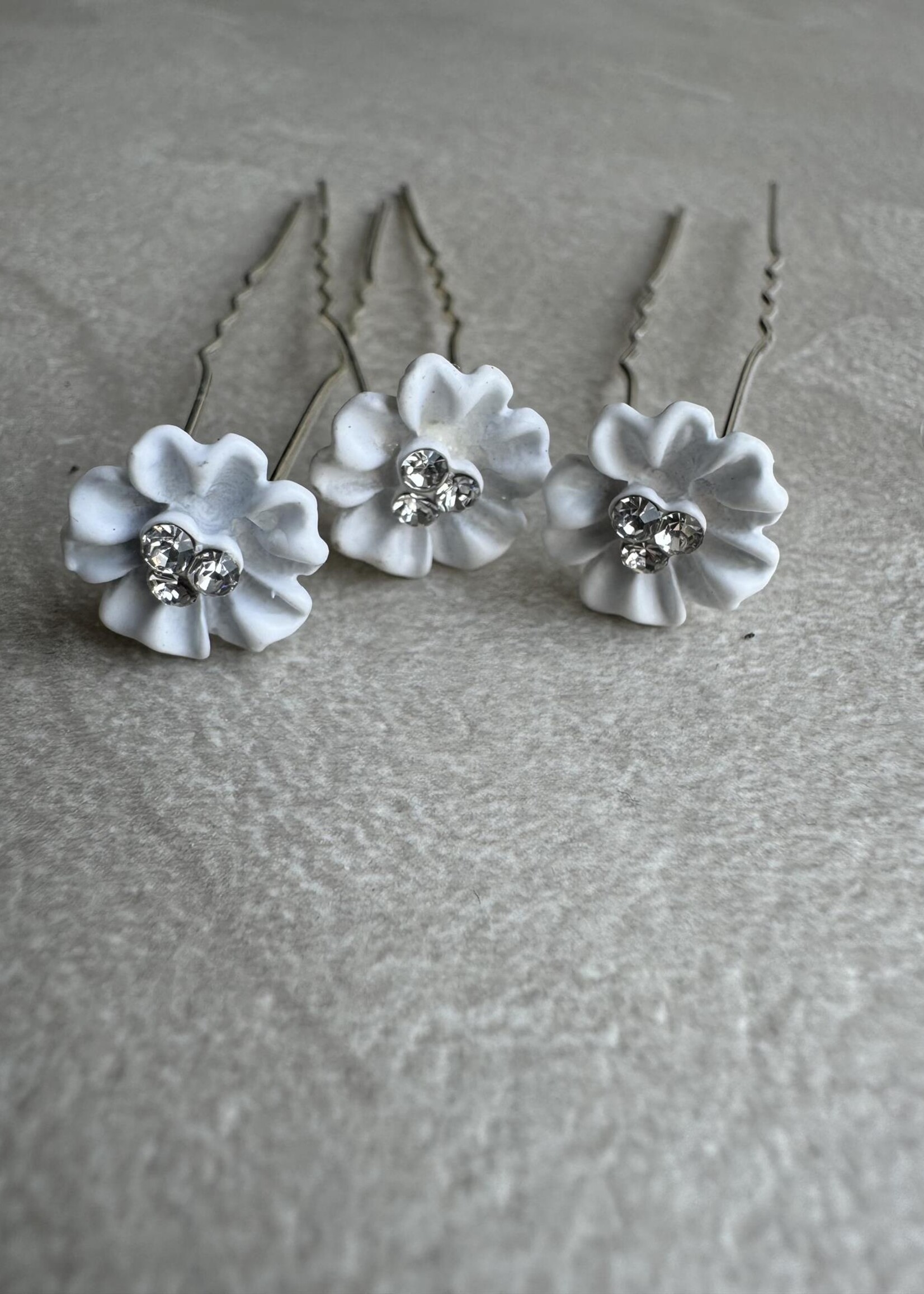 PaCaZa PaCaZa Hairpins - Zilverkleurig - Flower met Diamantjes - Set van 5