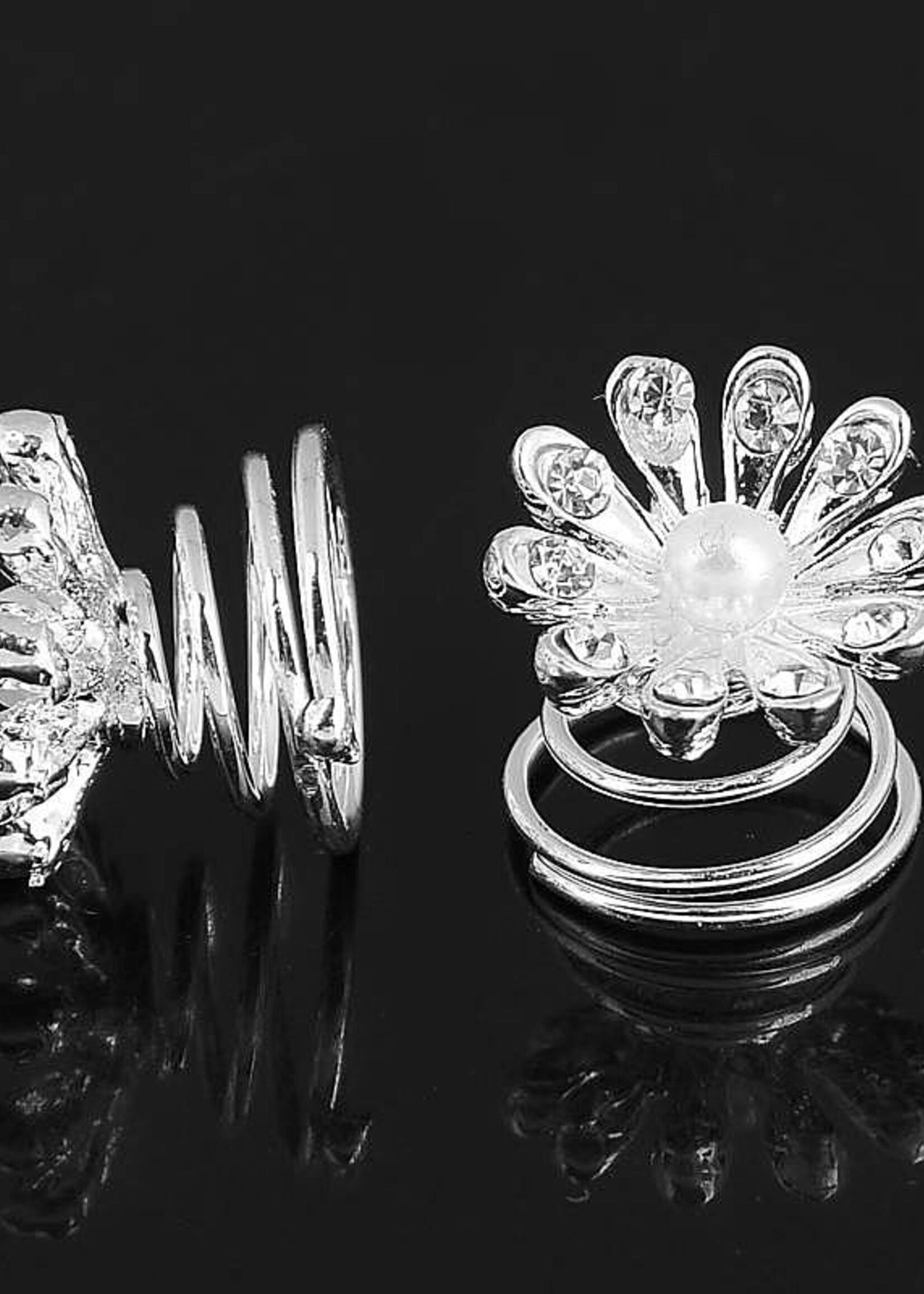 PaCaZa PaCaZa - Fonkelende Curlies met Pareltje - 6 stuks - Elegante Bruidsaccessoire