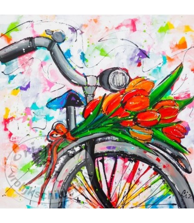 Fonkelnieuw Tulpen fiets - Vrolijk Schilderij XJ-76