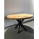 Teak-One Table de salle à manger en bois de manguier, ronde avec jambe croisée.
