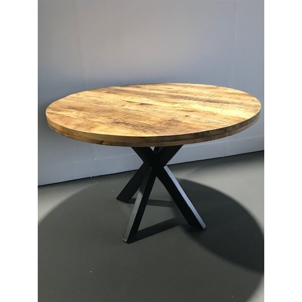 Teak-One Eetkamertafel in mangohout , rond met kruispoot