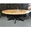 Teak-One Table de salle à manger en bois de manguier, ovale, avec jambe croisée en métal.