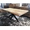 Teak-One Table de salle à manger en bois de manguier, rectangulaire avec jambe croisée en métal.