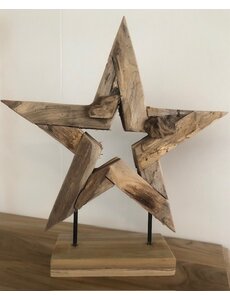 Teak-One Statue en bois  "open star"