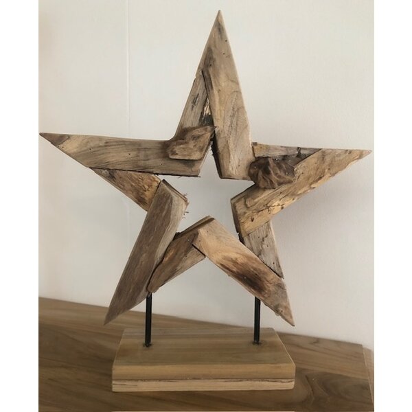 Teak-One Wooden statue "open star" H 45 cm.