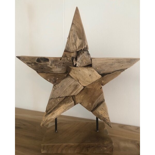 Teak-One Wooden statue "CLOSED STAR"  star  H 45 cm.