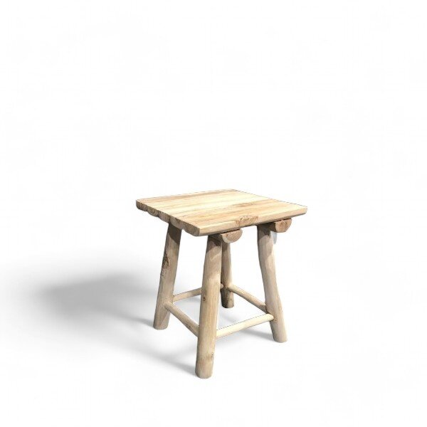 Teak-One Stool square 30 x 30 x 45 cm in natural wood