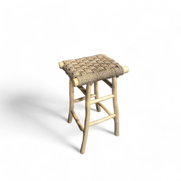 Teak-One Bar stool branch   45 x 34 x 75cm in naturel wood