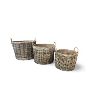  Paniers ronds, lot de 3 + roues, jutte