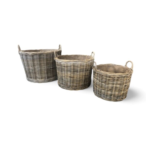 Paniers ronds, lot de 3 + roues, jutte