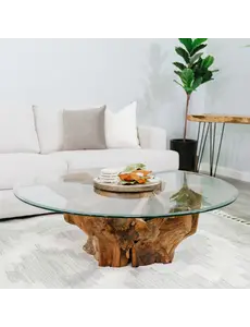  Table basse ronde en verre érodé