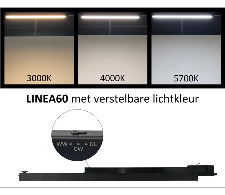 | LINEA60 LED TL railverlichting - instelbaar Railspot.nl