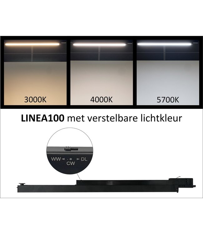 Railspot LINEA100 zwart 3000K|4000K|5700K 3F