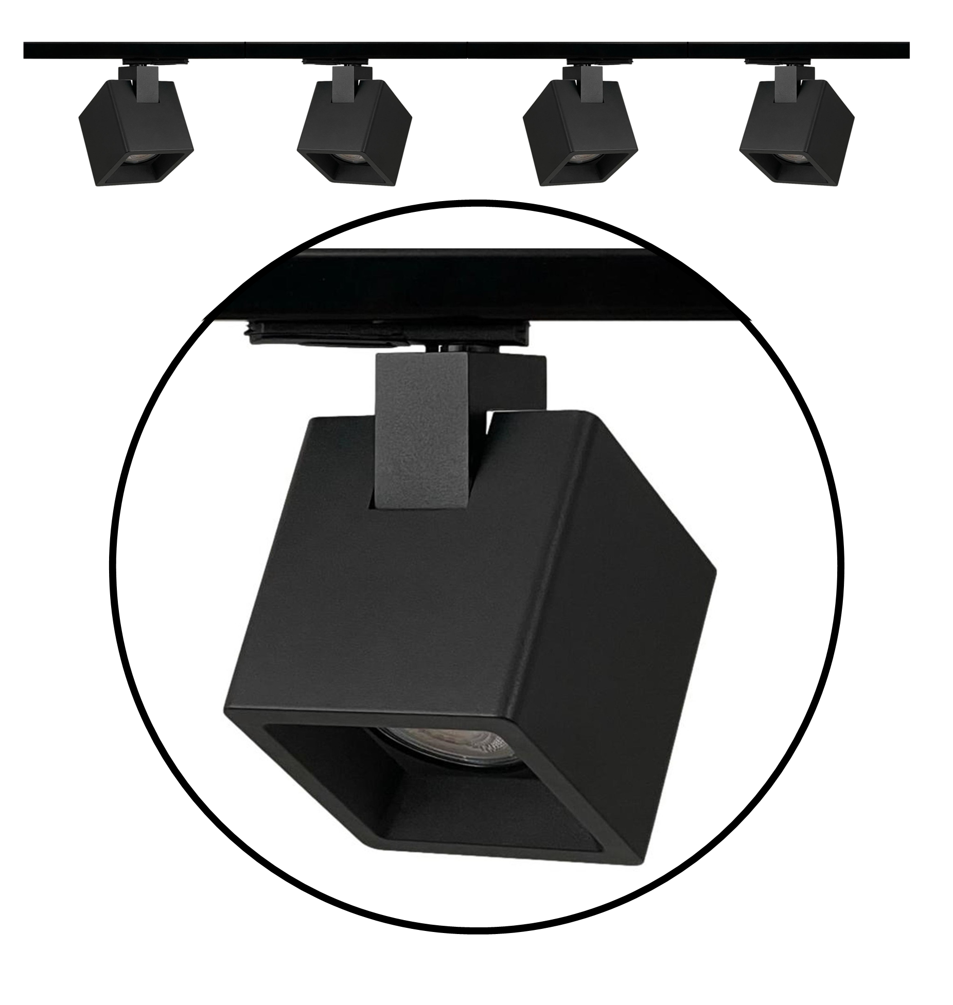 2m LED Railverlichting - 4 Hanglampen - Dimbaar - 1-Fase Railsysteem