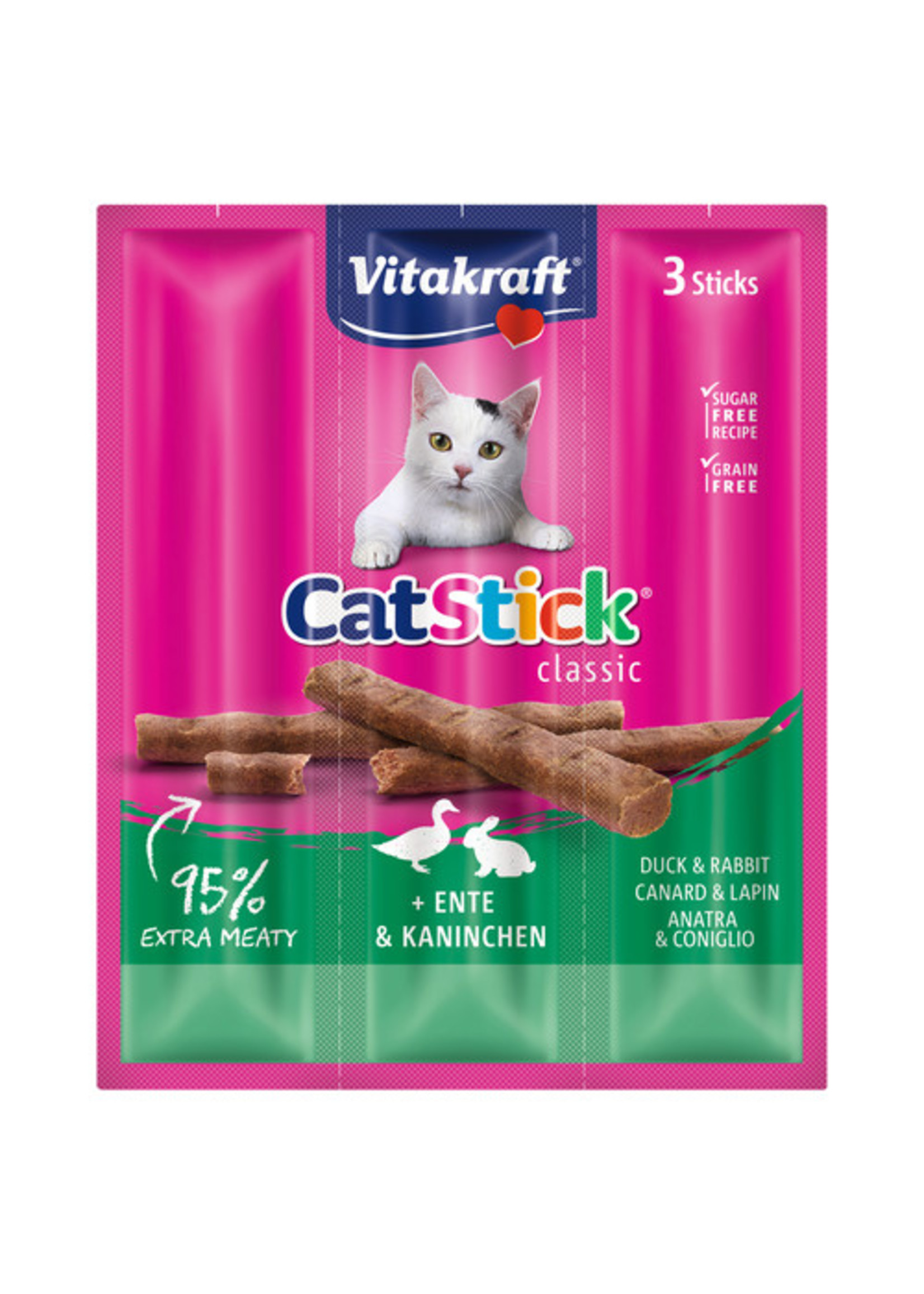 Vitakraft Cat-Sticks 3 stuks. Eend en Konijn