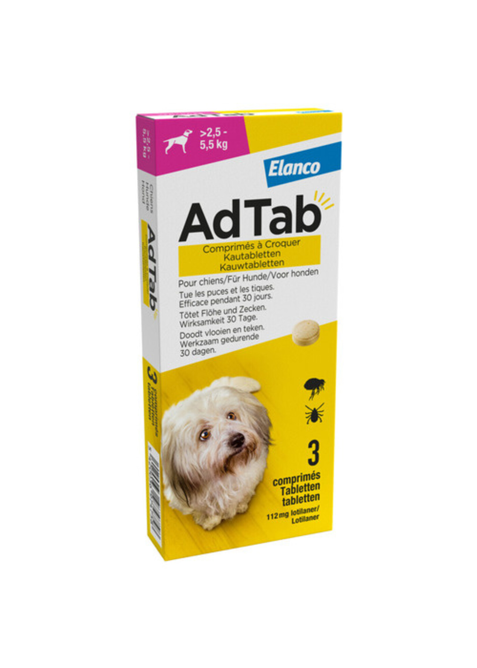 Adtab kauwtabletten hond. 2,5-5,5 kg.