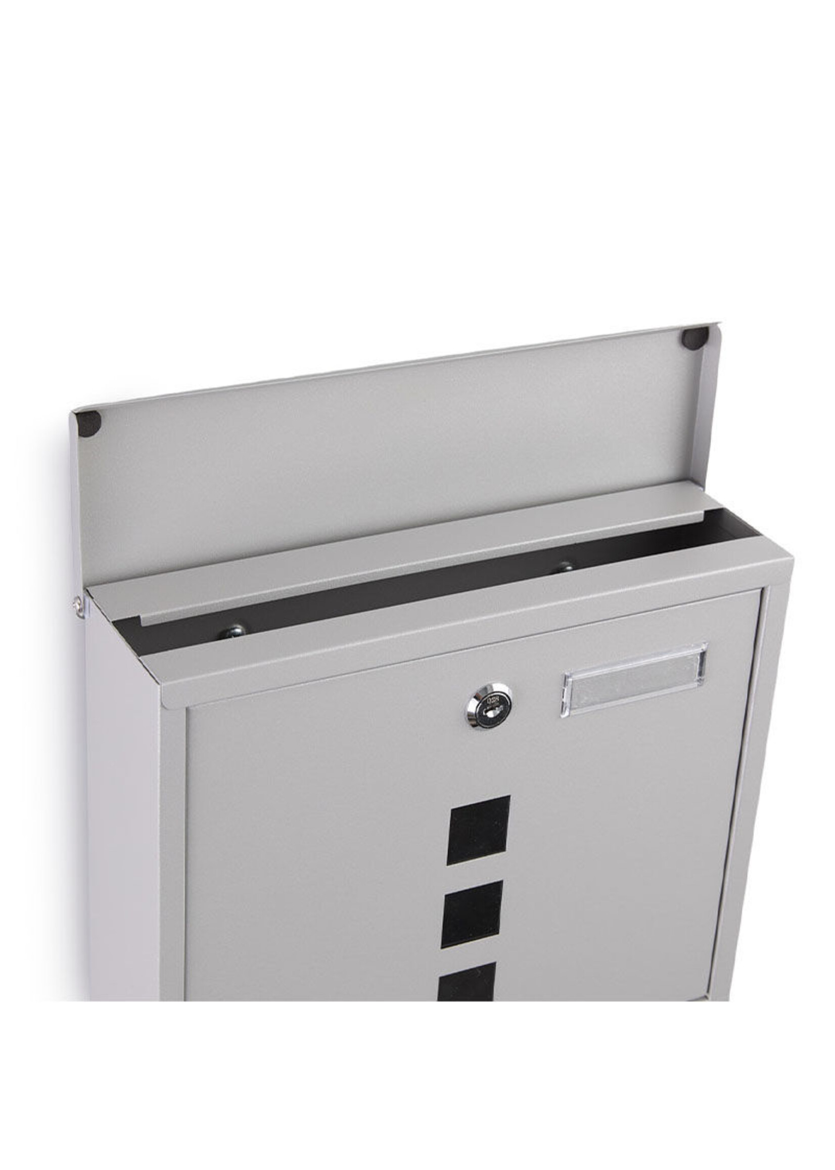 Brievenbus mét krantenvak, grijs