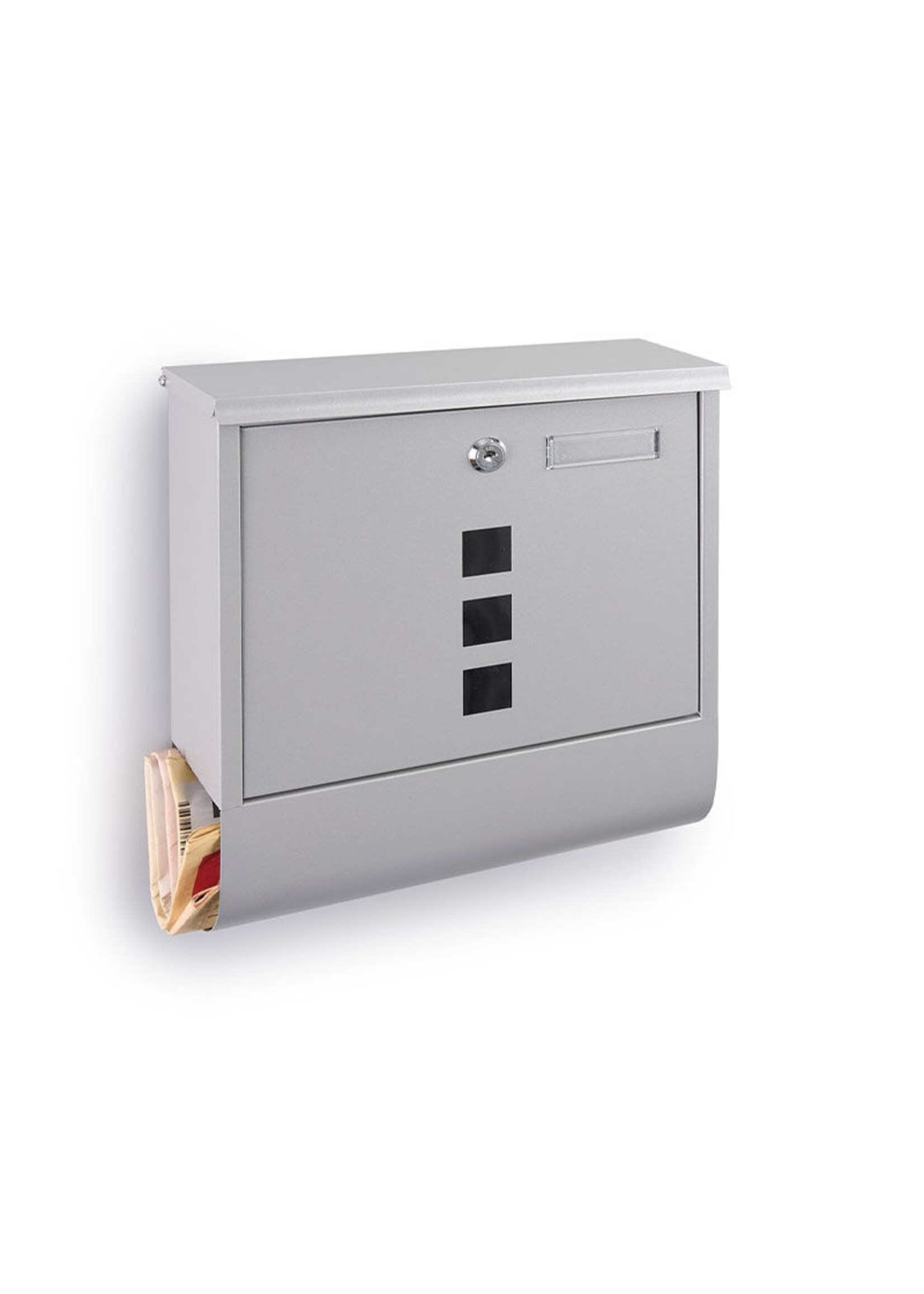 Brievenbus mét krantenvak, grijs