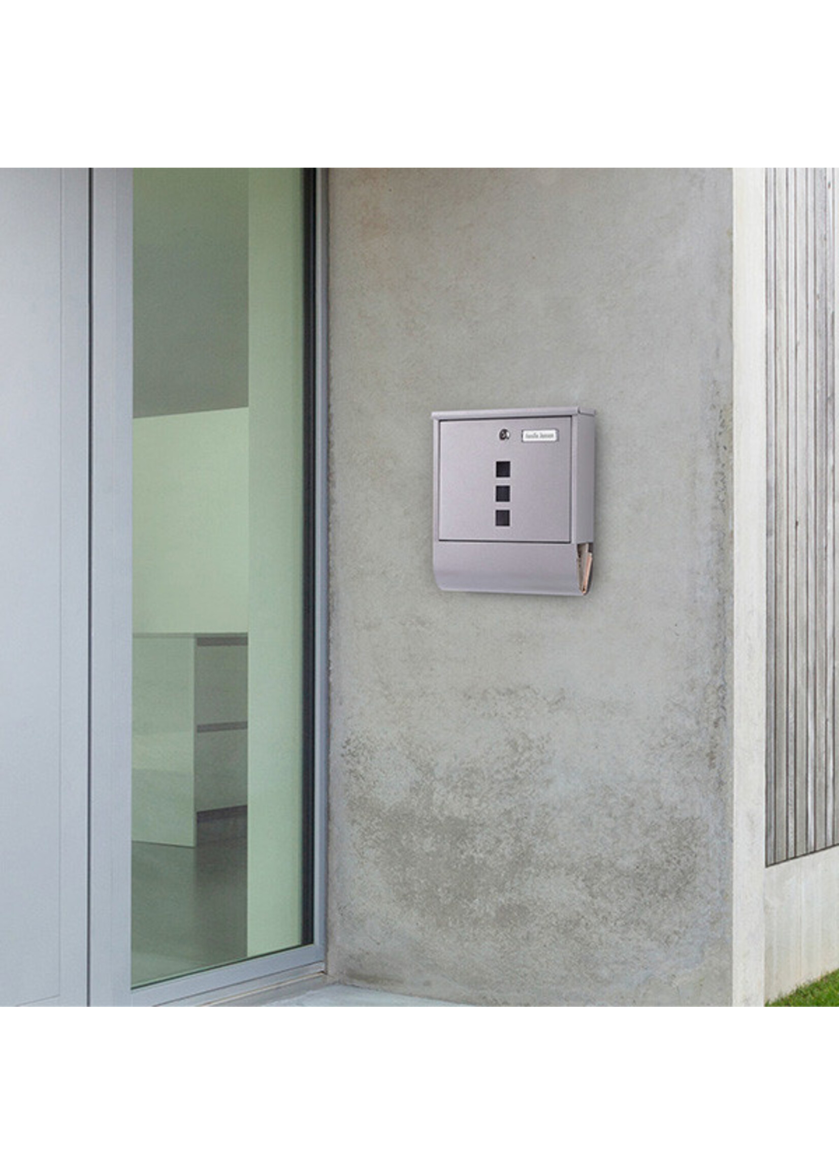 Brievenbus mét krantenvak, grijs