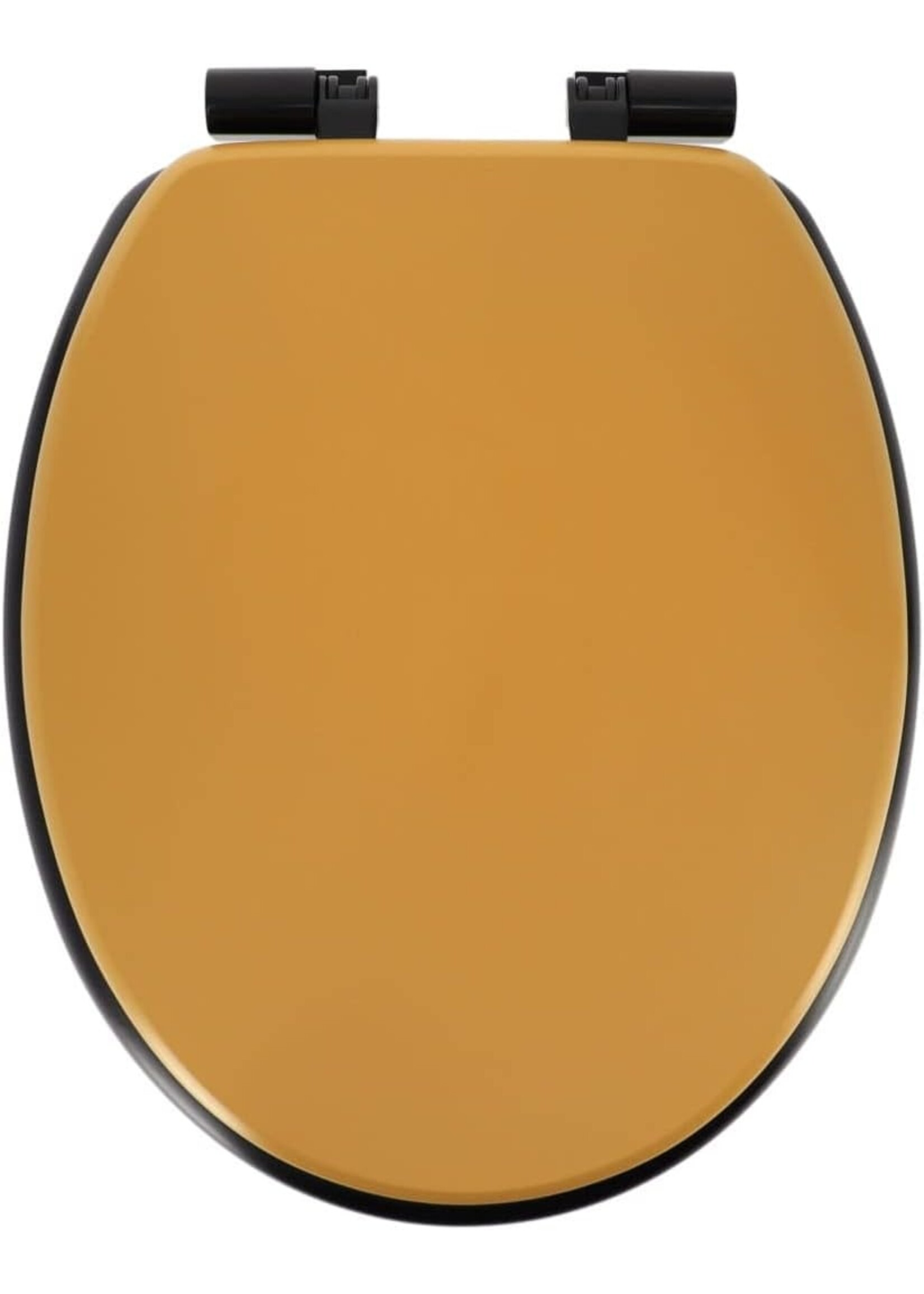 Toiletbril met soft-close deksel, okergele deksel met een zwarte bril-MDF