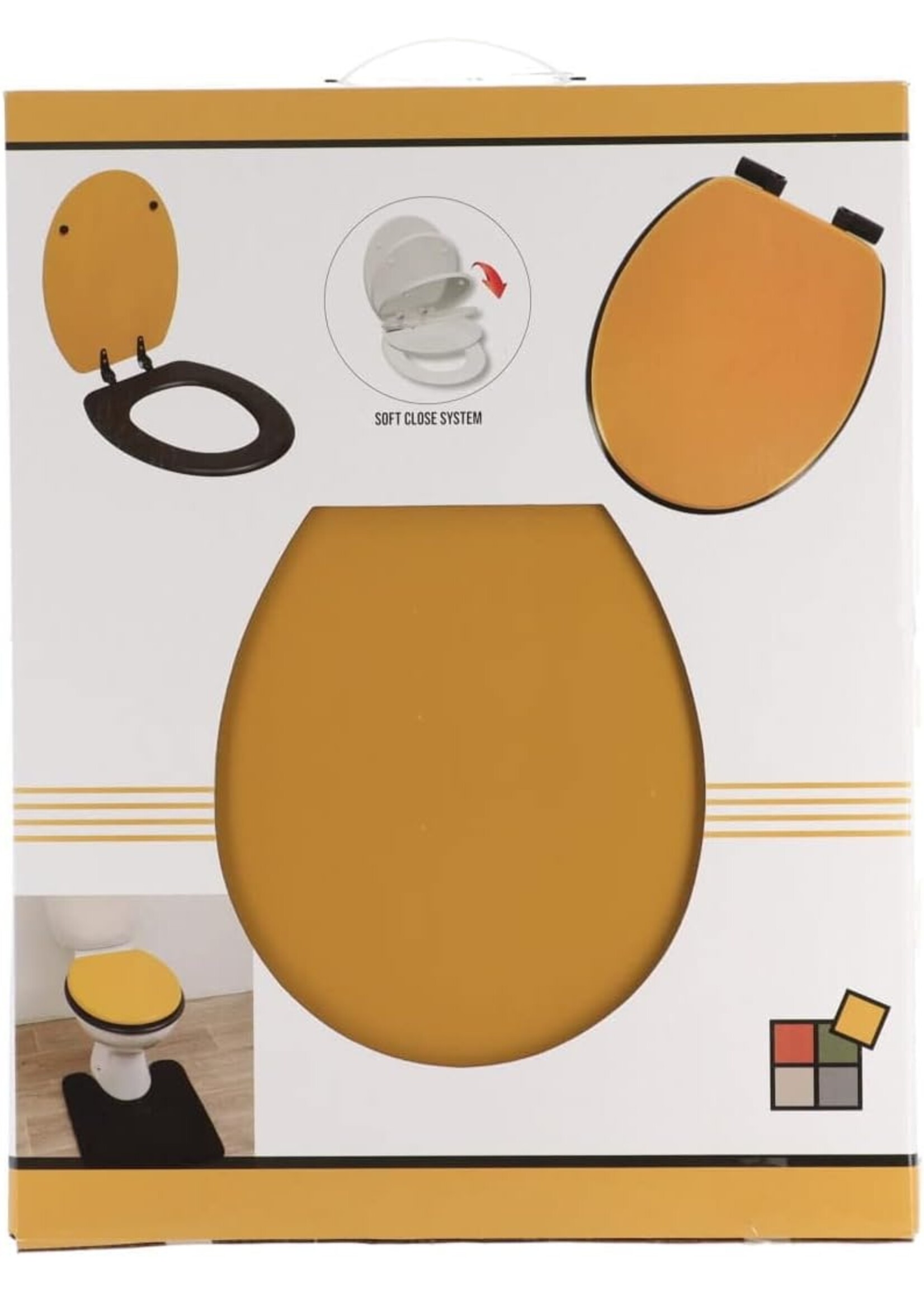 Toiletbril met soft-close deksel, okergele deksel met een zwarte bril-MDF