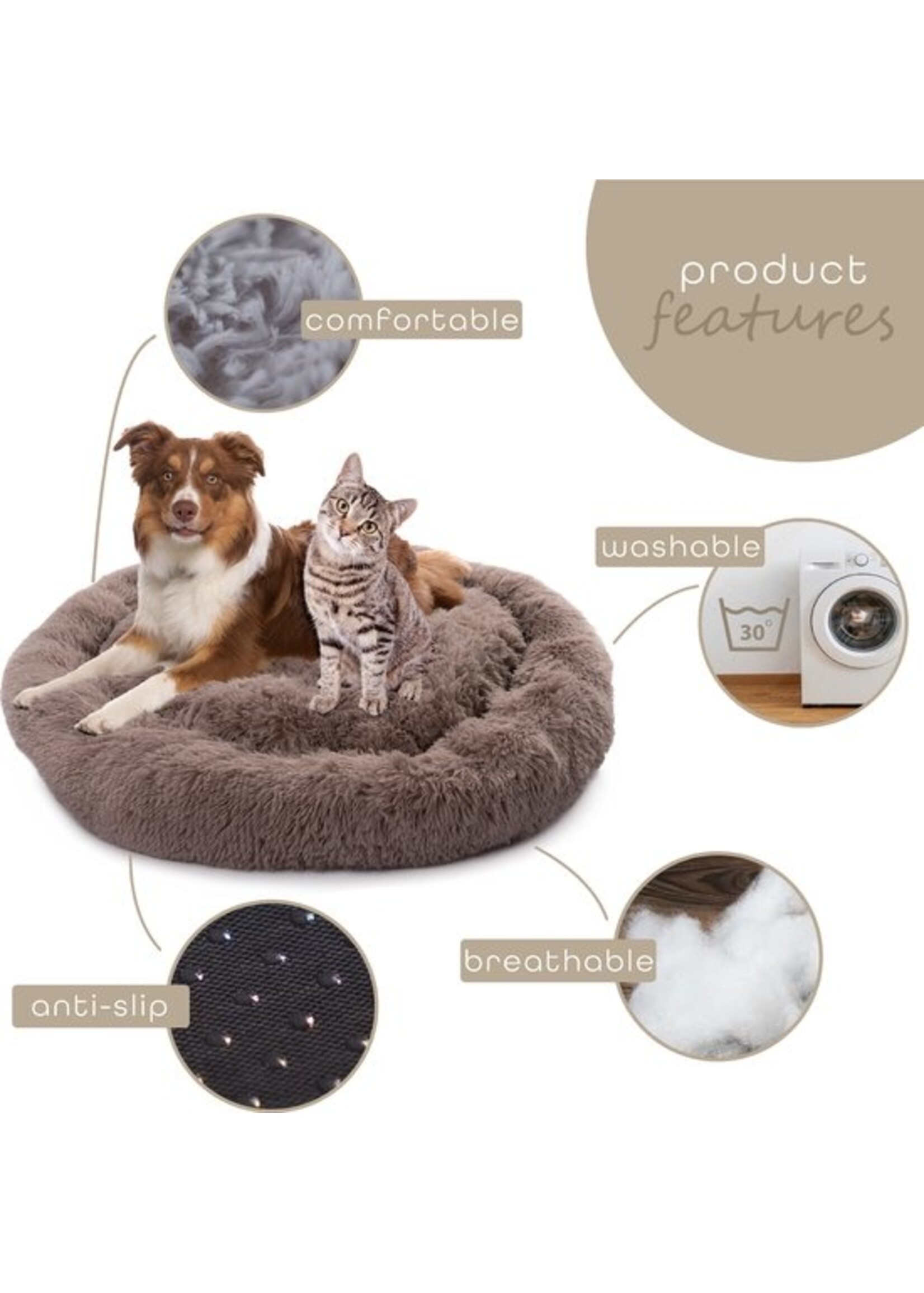 Fluffy hondenmand. 80 cm. In 3 kleuren.